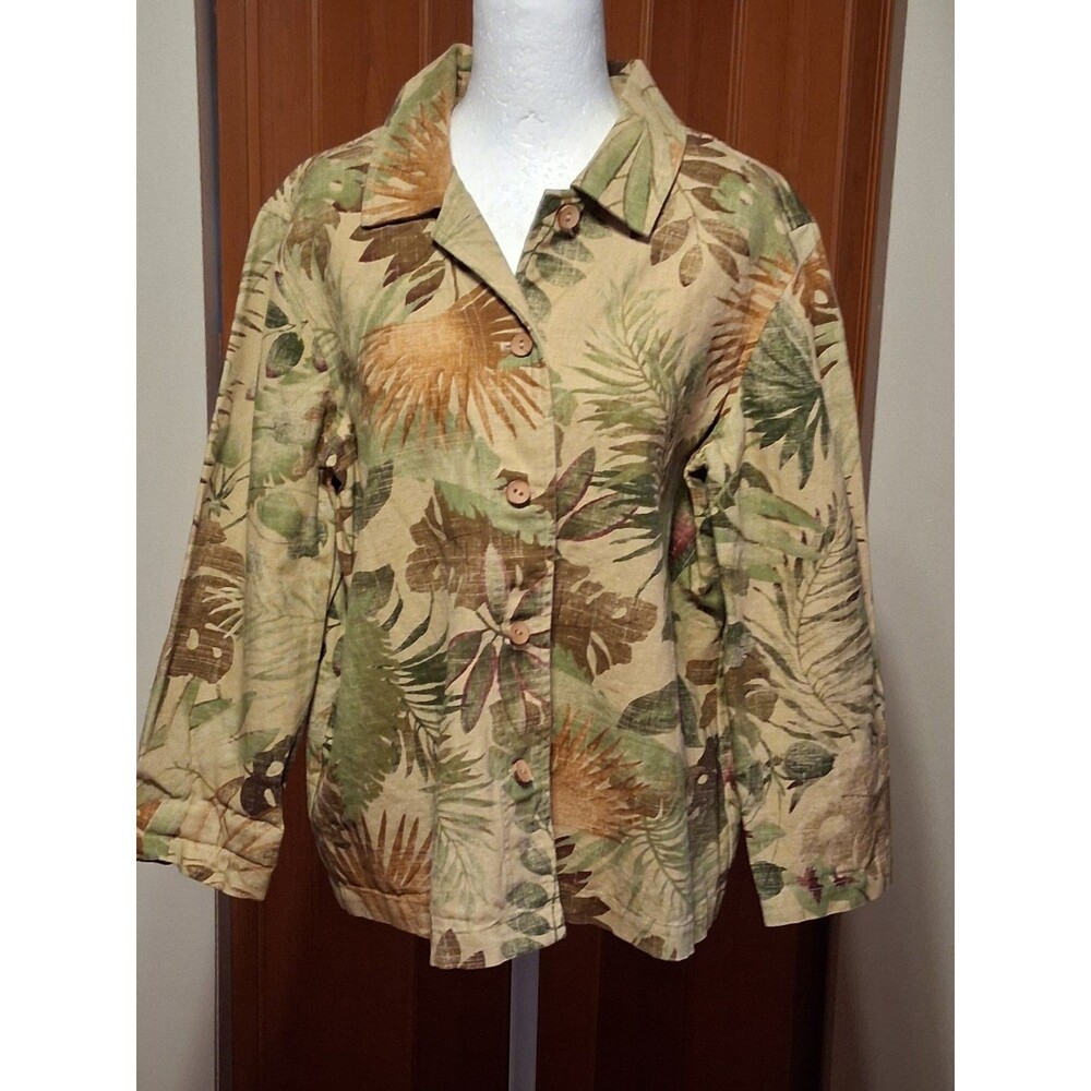 Drapers & Damons Tropical Beige/green Blazer 100% Cotton Medium - Picture 2 of 11
